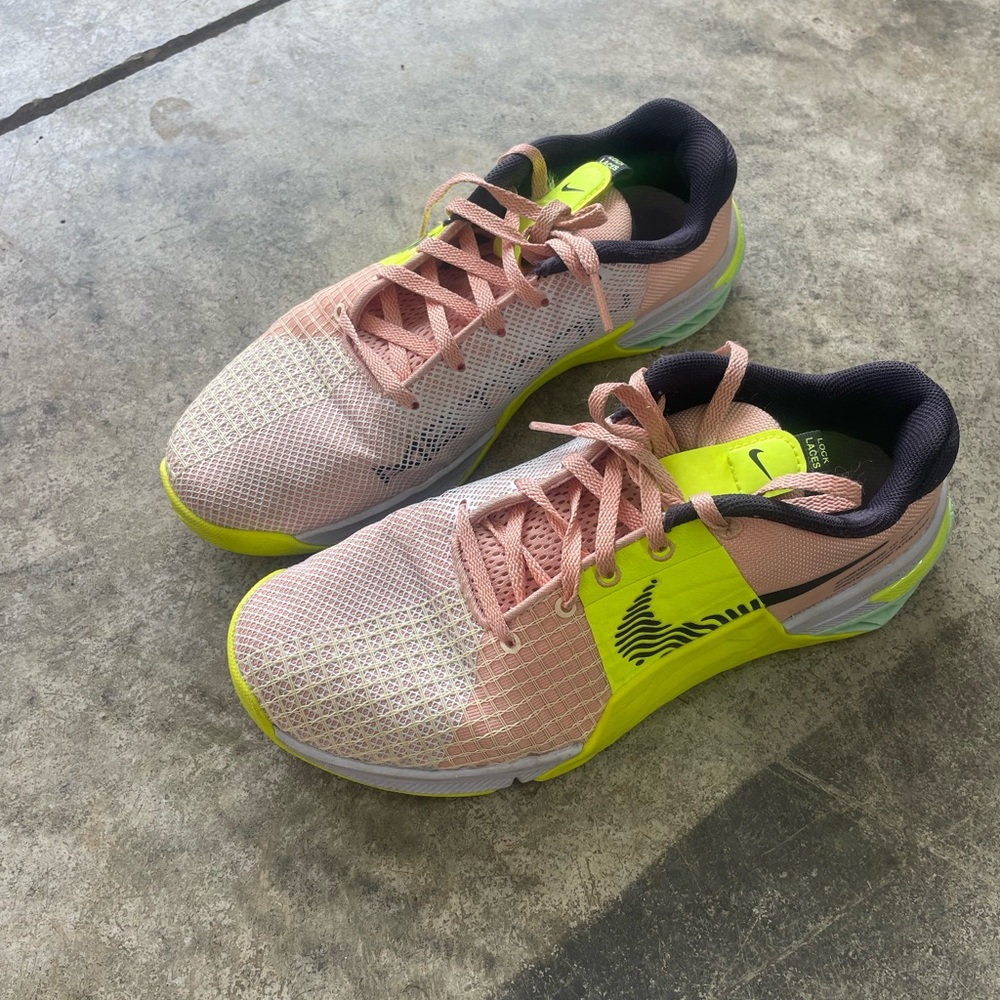 Nike Pink and Lime Green Metcons